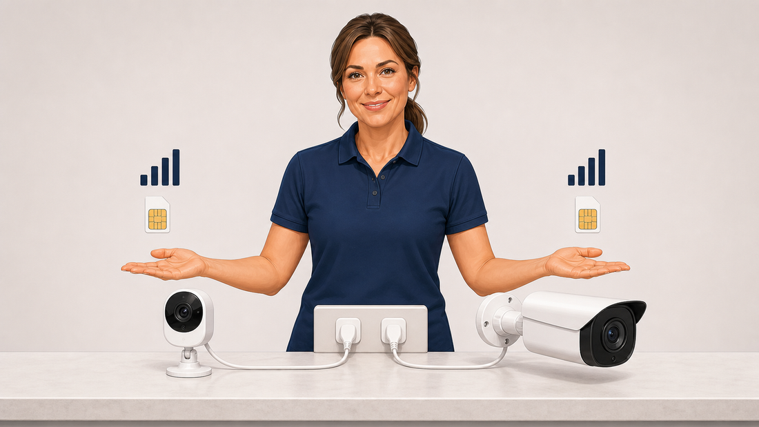 Activ24-adviseur vergelijkt een compacte met een reguliere 4G-camera op vaste stroom