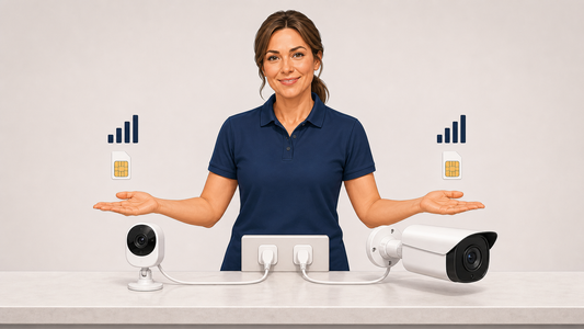 Activ24-adviseur vergelijkt een compacte met een reguliere 4G-camera op vaste stroom