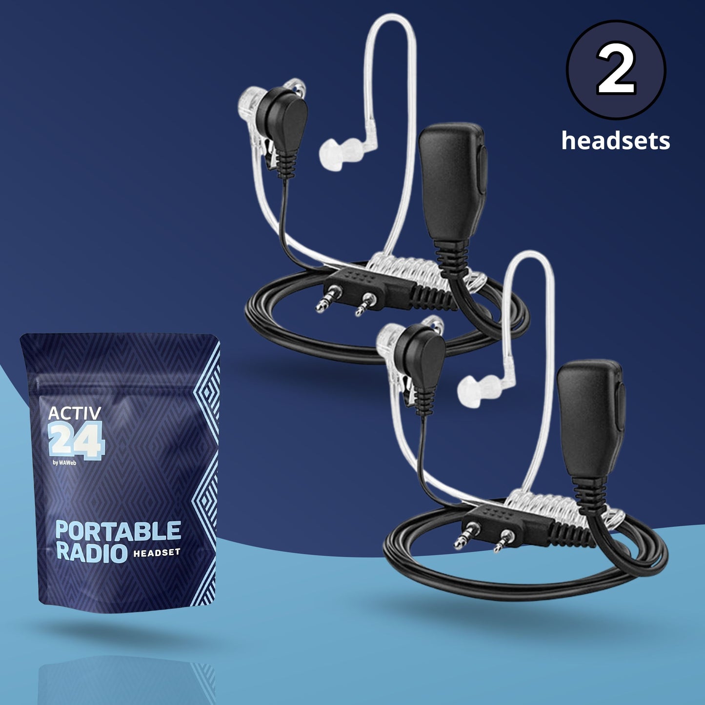 Activ24® - Set van 2 headsets voor portofoons - 2 pins K-type
