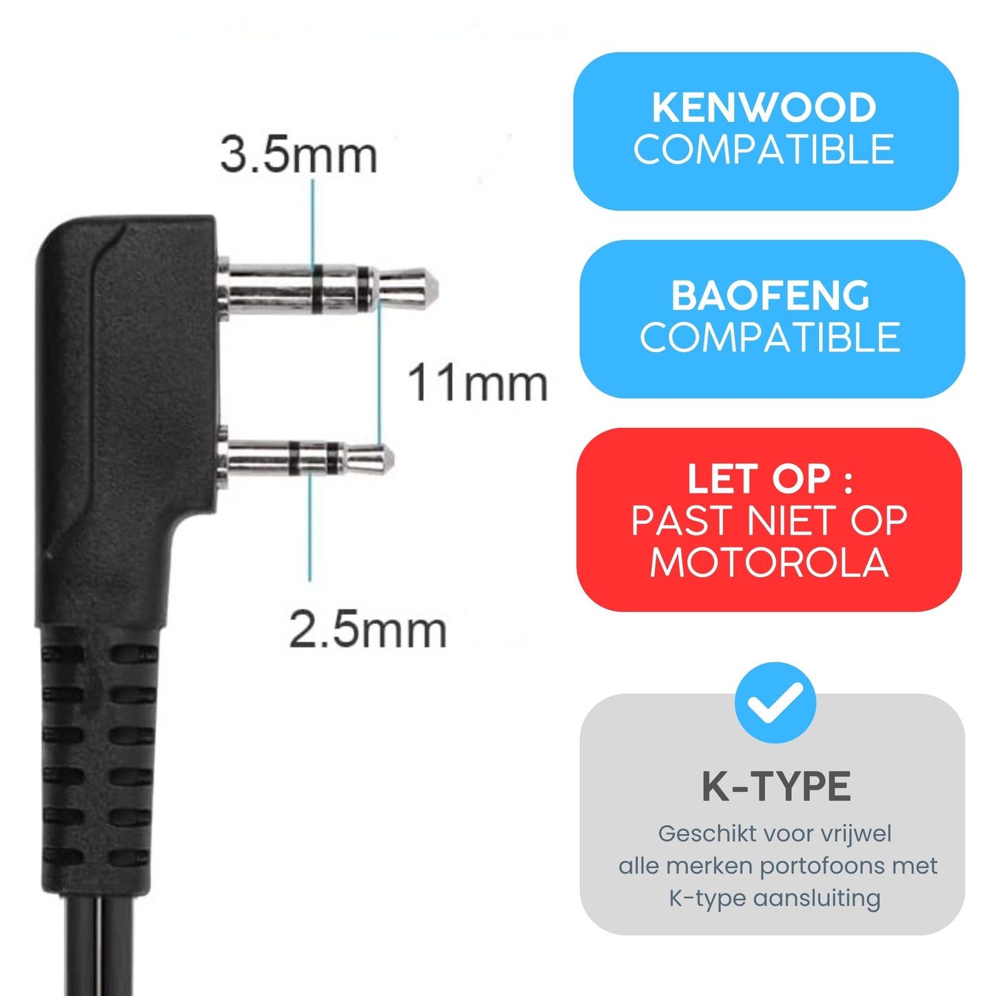 Activ24® - Premium headset voor portofoons - 2 pins K-type